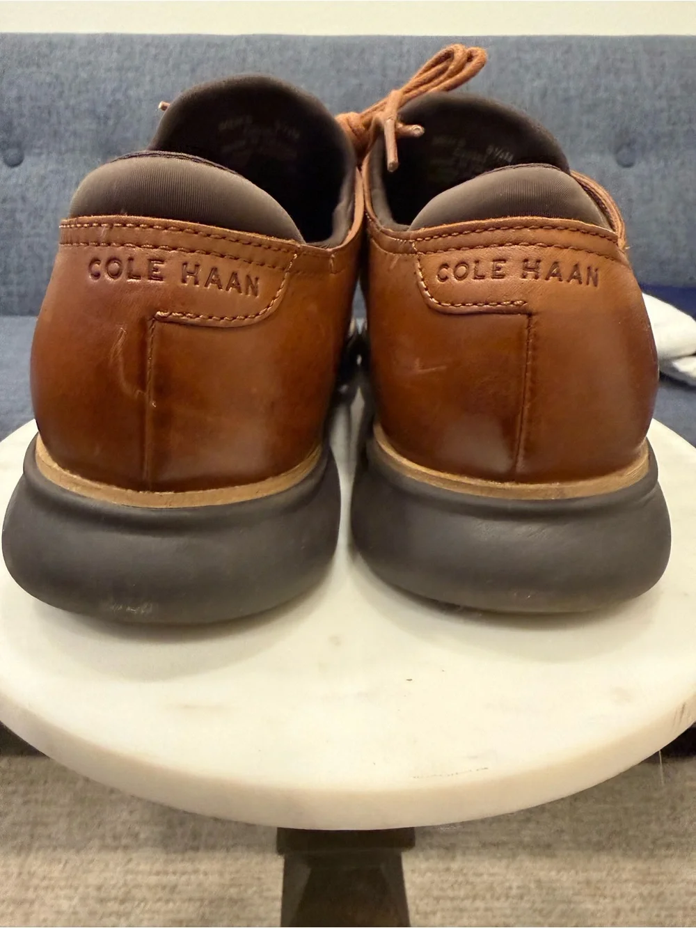 Cole Haan Tan Brown Perforated Leather Oxford Shoes